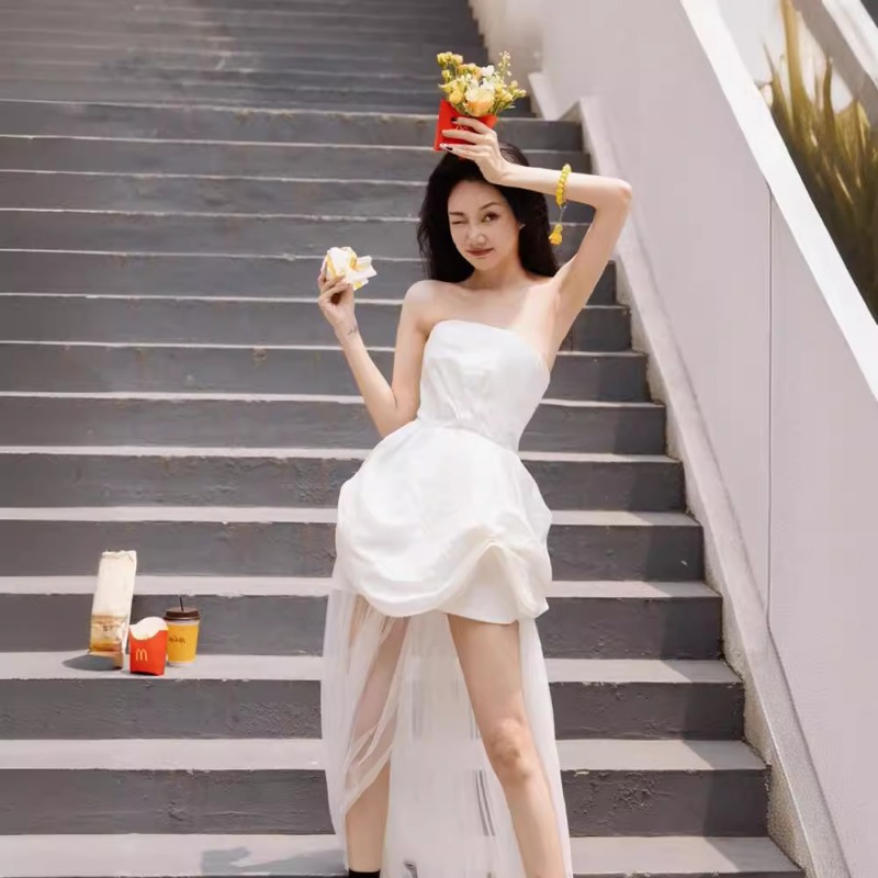 Photography Basics - French White Strapless Morning Gown, Light