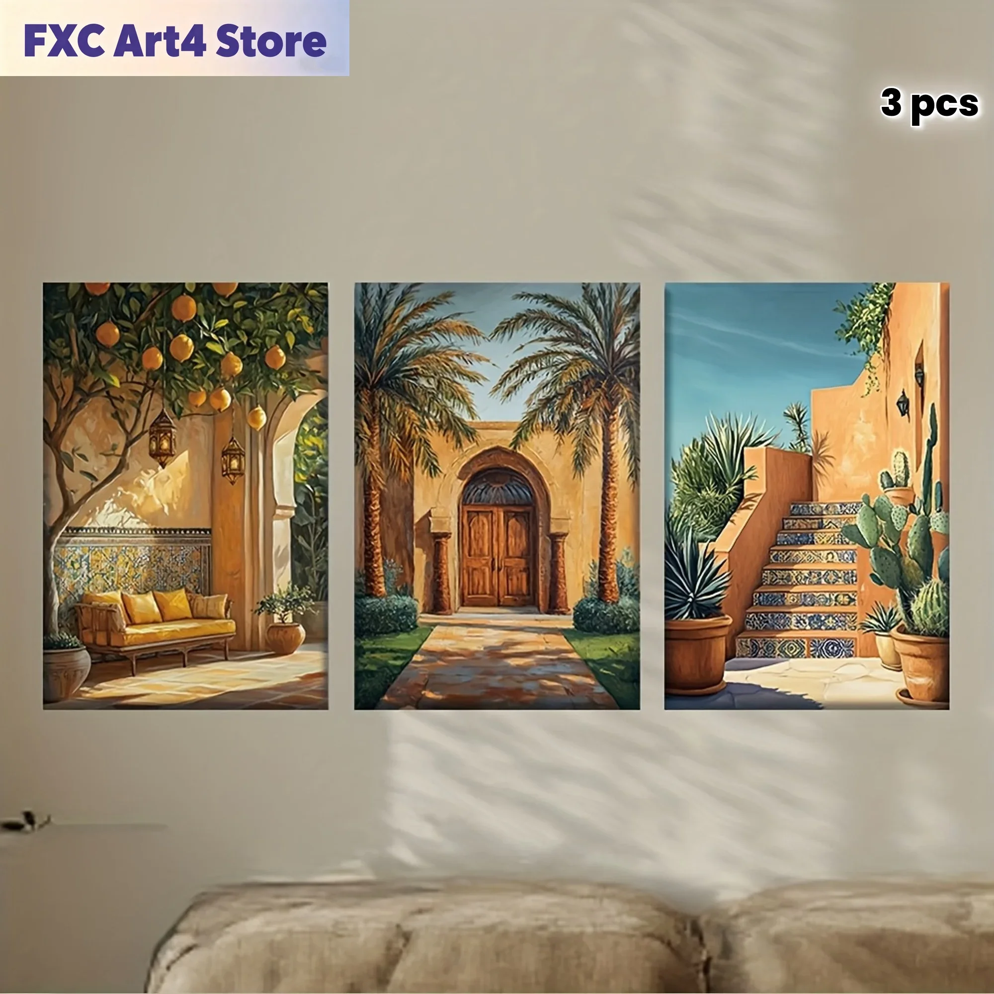 Photography Kit - Frameless[JIT]3pcs/set, Canvas painting--Unframed, Luxury Marrakech with