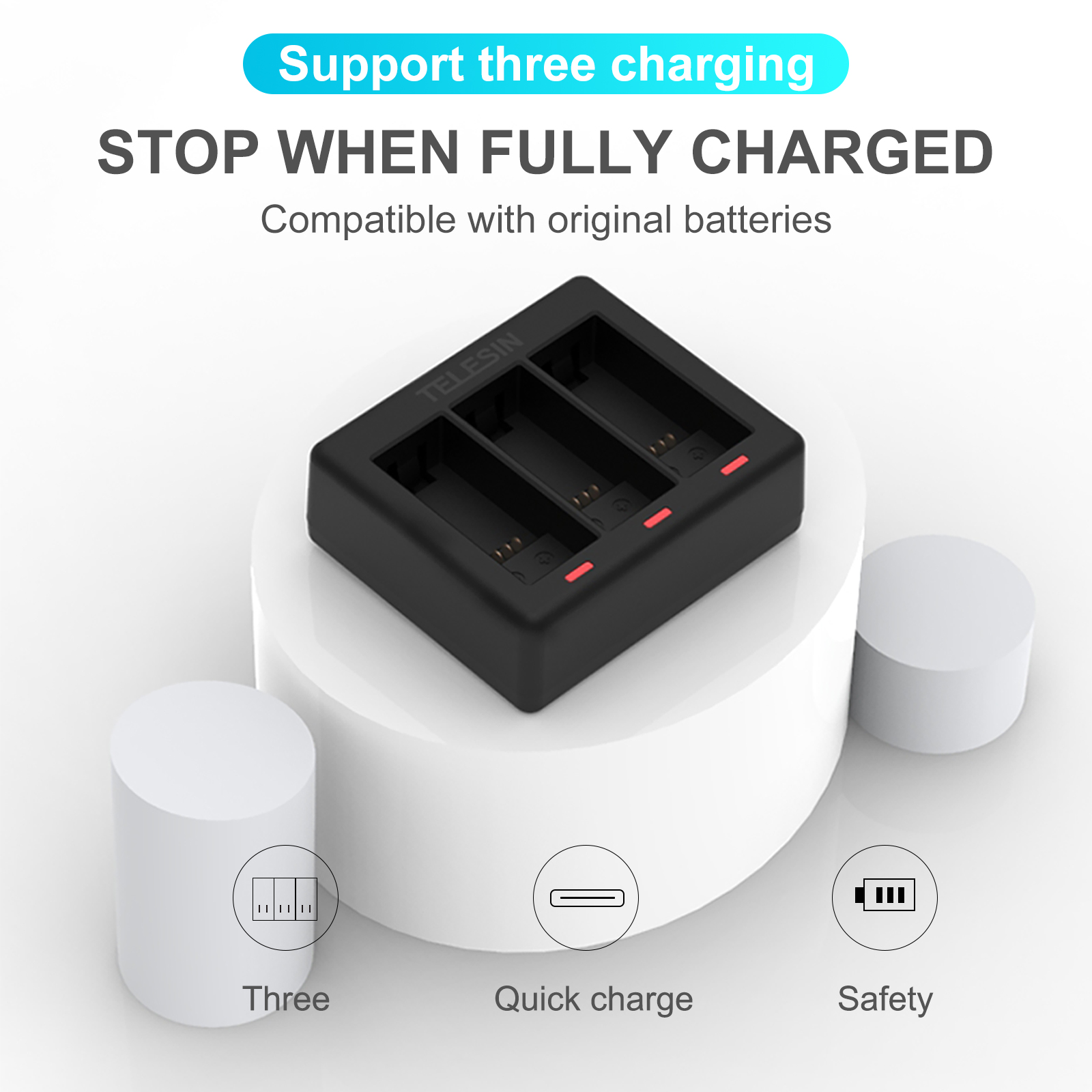 TELESIN 3 Ways Battery Charger - огляд і ціна Gopro Action Camera Hero 11 Black