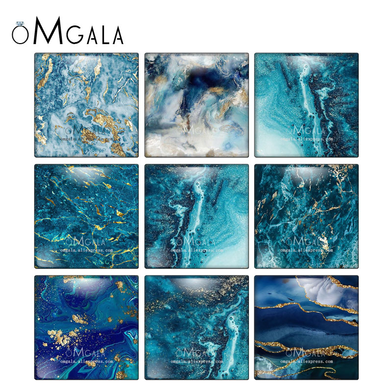 Watercolor glass cabochon Blue - огляд і ціна Photography Yellow